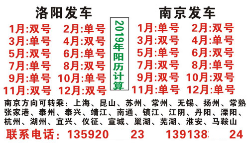 洛陽到南京名片正面