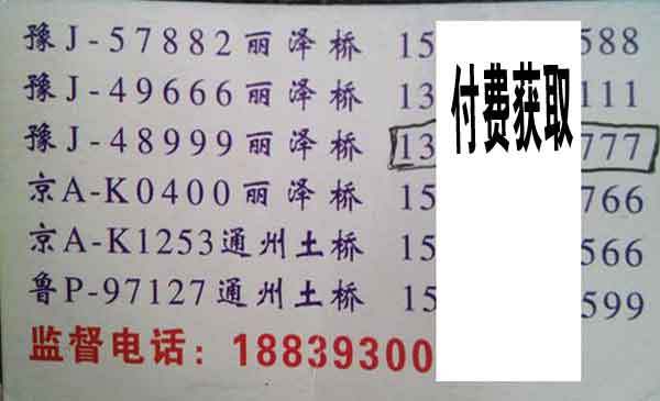 范縣到北京名片正面