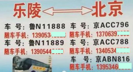 樂陵到北京名片正面